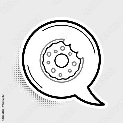 Line Donut with sweet glaze icon isolated on grey background. Colorful outline concept. Vector.