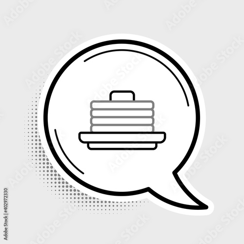 Line Stack of pancakes icon isolated on grey background. Baking with syrup and cherry. Breakfast concept. Colorful outline concept. Vector.