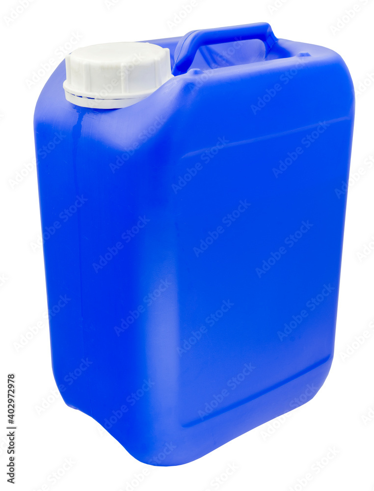 Blue plastic jerrycan on white Blue plastic jerrycan on white