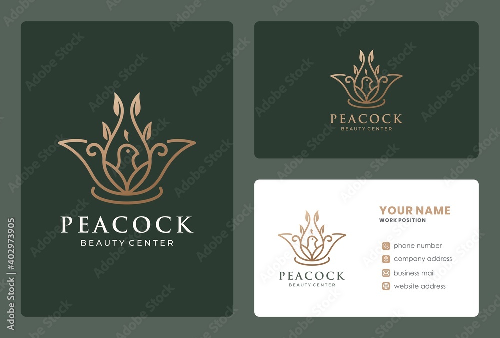 lotus branch combined bird logo design for beauty salon, spa, meditation, wellness, massage.
