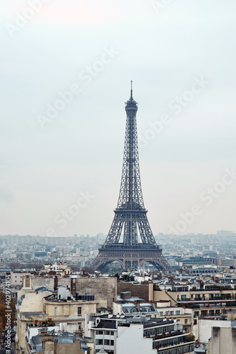 Panoramic view of Paris from Arc de Triomphe, center of Paris. © astrosystem