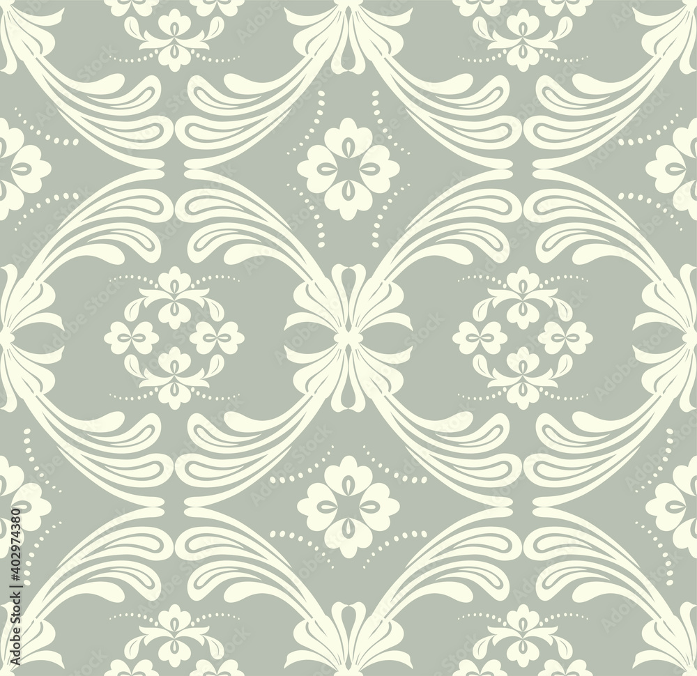 Seamless brown background with light pattern in baroque style. Vector retro illustration. Ideal for printing on fabric or paper for wallpapers, textile, wrapping. 