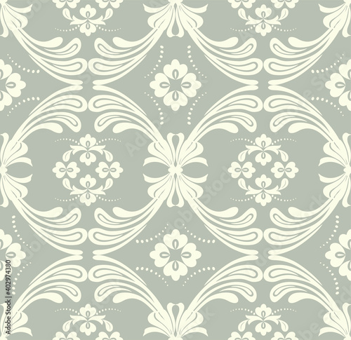 Seamless brown background with light pattern in baroque style. Vector retro illustration. Ideal for printing on fabric or paper for wallpapers  textile  wrapping. 