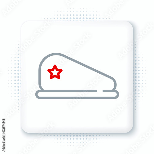 Line Military beret icon isolated on white background. Soldiers cap. Army hat. War baret. Colorful outline concept. Vector.