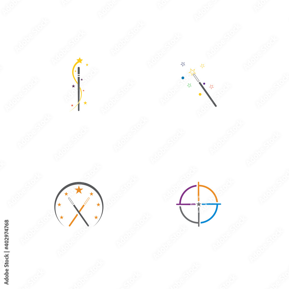 Set Wand magic stick Logo Template vector symbol nature Set Wand magic stick Logo Template vector symbol nature