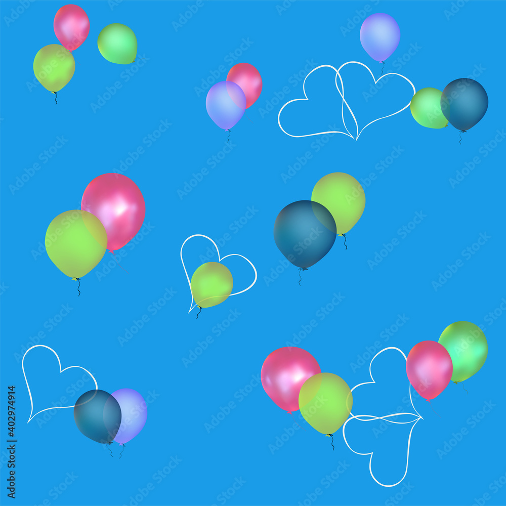 background with color balloons isolated on blue background with color balloons isolated on blue