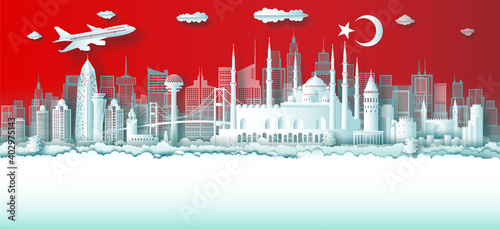 Travel Turkey top world famous city ancient and palace architecture.