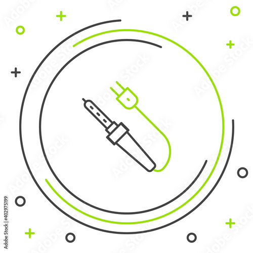 Line Soldering iron icon isolated on white background. Colorful outline concept. Vector.