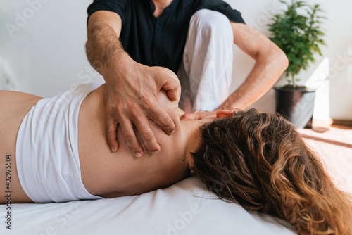 Unrecognized Woman Enjoying Massage
