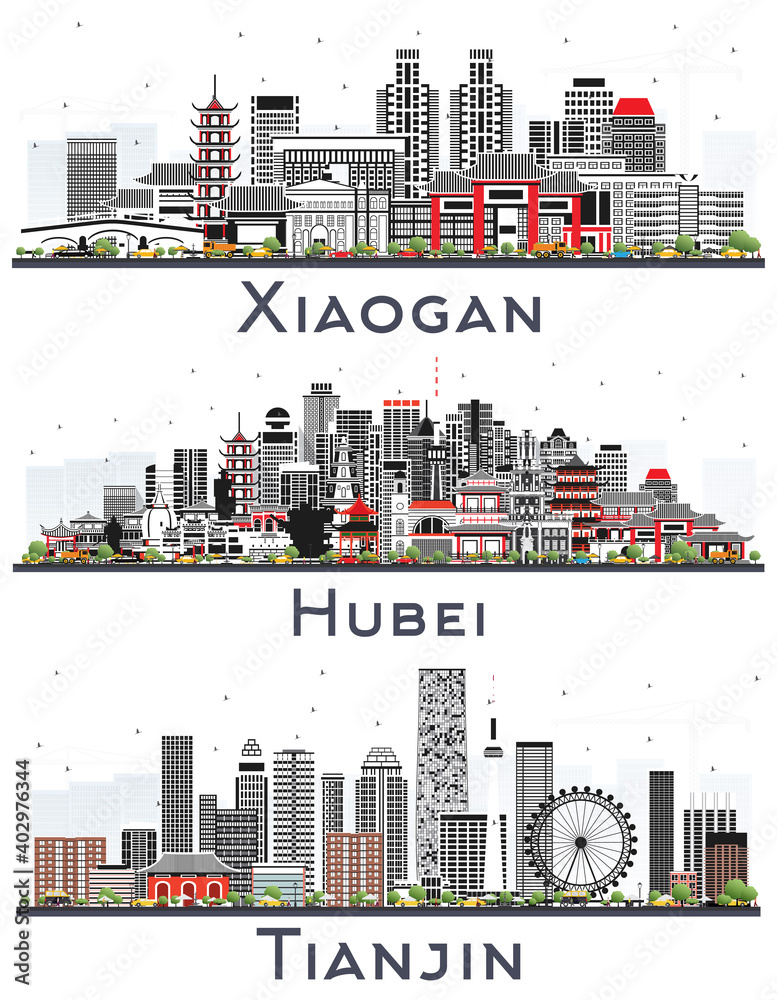 Tianjin, Hubei Province and Xiaogan China City Skylines Set.