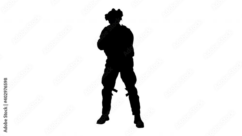 Soldier is shooting sitting on his knee, Alpha Channel Soldier is shooting sitting on his knee, Alpha Channel