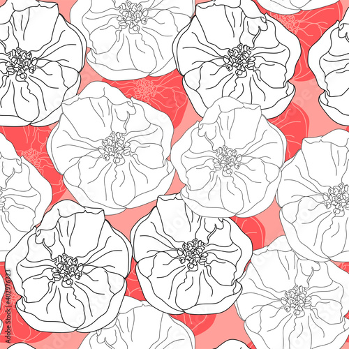 Floral seamless pattern. Vector background with flowers. Hand drawn artwork for textiles, fabrics, souvenirs, packaging and greeting cards.