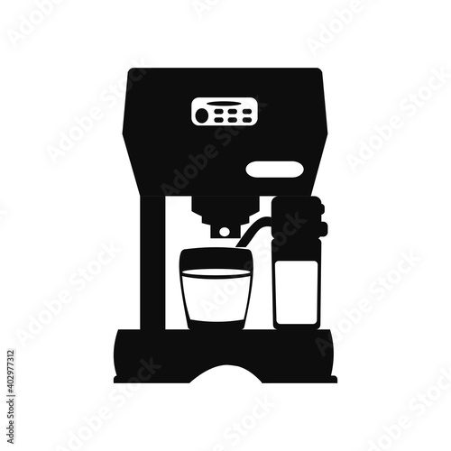 Simple icon of coffeemaker Coffee machine whith cappuccino maker Vector illustration