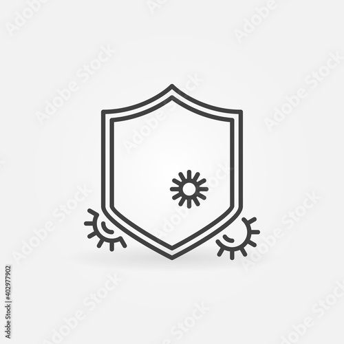 Stop Virus outline vector icon. Antibacterial Protection concept line symbol or design element