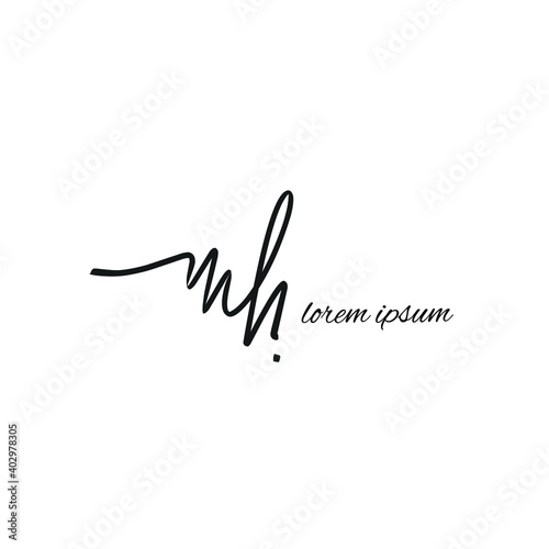 MH m h Initial handwriting creative fashion elegant design logo Sign Symbol template vector icon