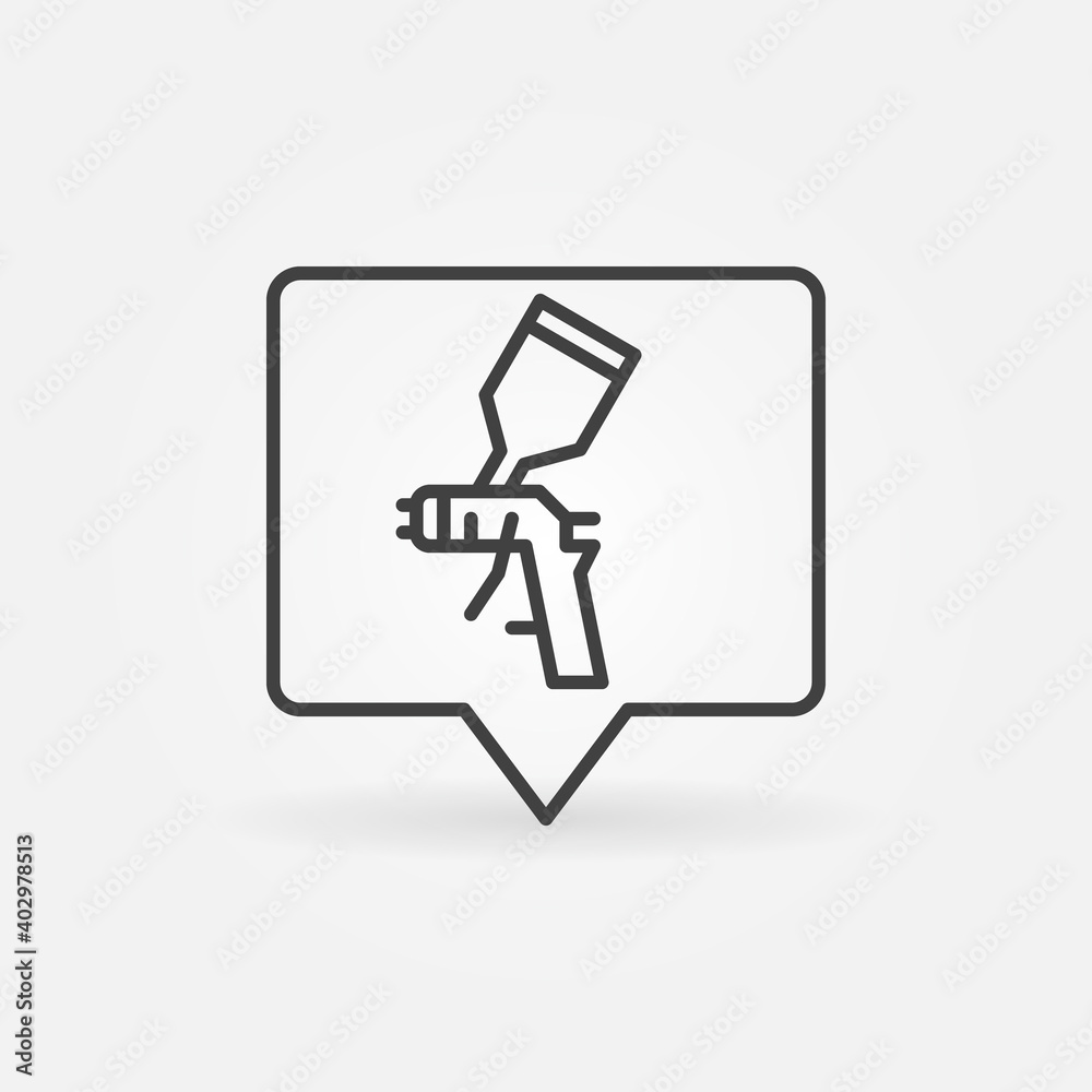 Speech Bubble with Car Paint Spray Gun vector thin line concept icon or design element Speech Bubble with Car Paint Spray Gun vector thin line concept icon or design element