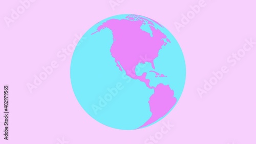 Minimal Pink Blue Globe Seamless Loop 
Flat Colorful Girly Geographical Motion Background