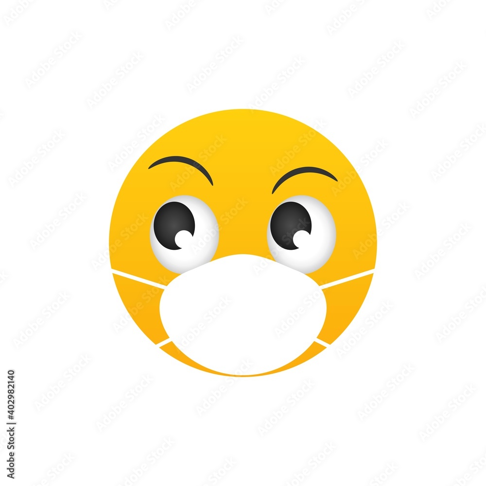 Emoji concept, emoticons wearing medical mask icon in coronavirus epidemic. Vector illustration. Emoji concept, emoticons wearing medical mask icon in coronavirus epidemic. Vector illustration.