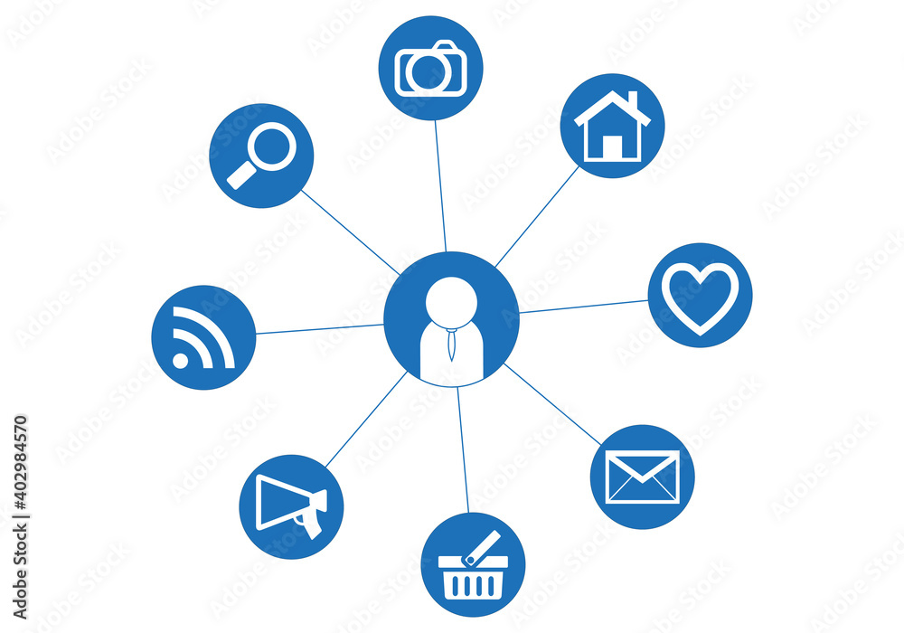 Iconos de redes sociales de un community manager.