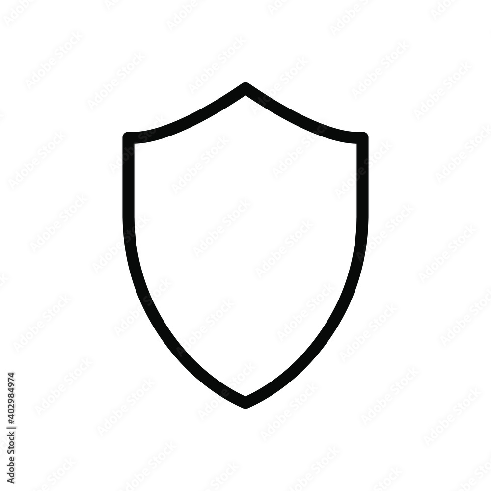 Shield shape vector icon. Protection and security symbol. Safety and defence sign. Heraldic logo. Clip-art silhouette.