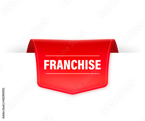 Franchise red label for marketing advertising design. Vector illustration.