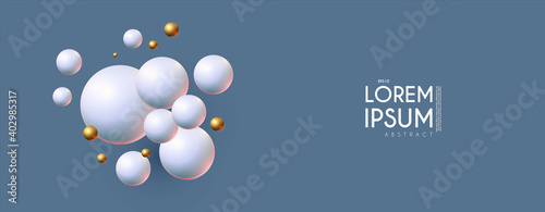 Abstract 3D background with Spheres. Structure trendy design