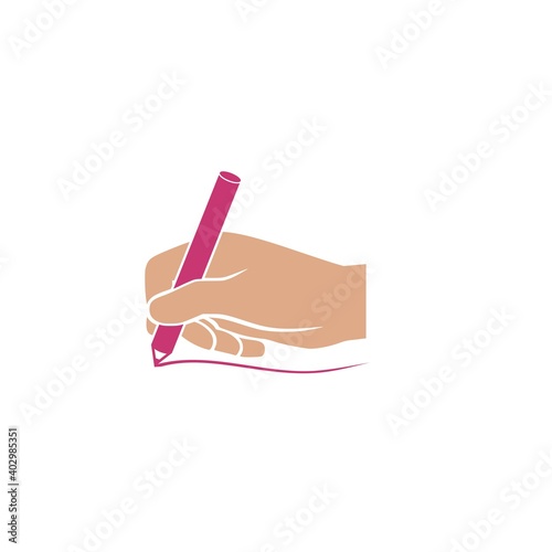 Writing hand hold pen sign icon isolated on white background