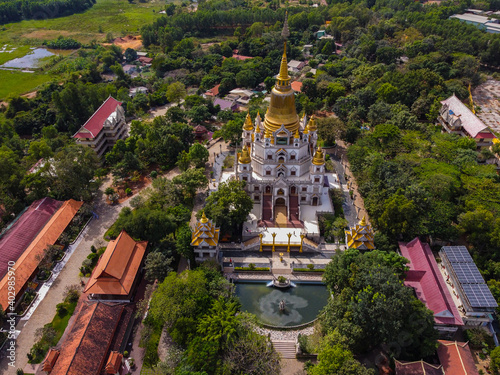 Aerial view of Buu Long Pagoda in Ho Chi Minh City. A beautiful buddhist temple hidden away in Ho Chi Minh City at Vietnam © CravenA