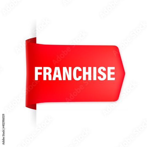 Franchise red label for marketing advertising design. Vector illustration.