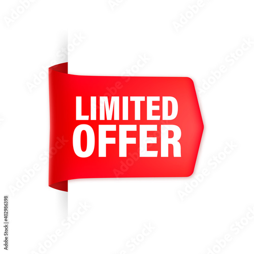 Red limited offer in vintage style. Sticker design. Sale, discount, special offer concept.