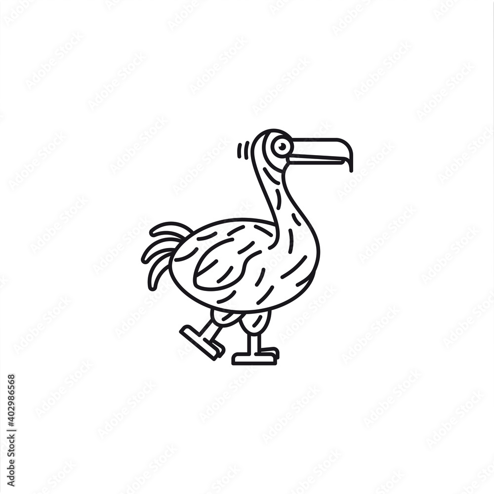 Obraz premium Extinct Dodo bird vector line icon