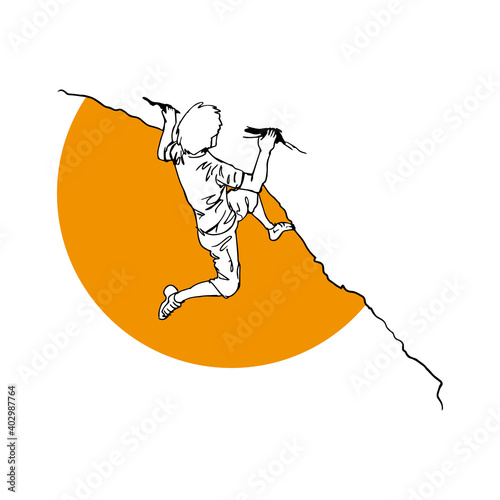 Ein Kletterer Boulder im Sonnenuntergang