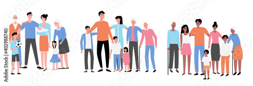 Collection of large international family.