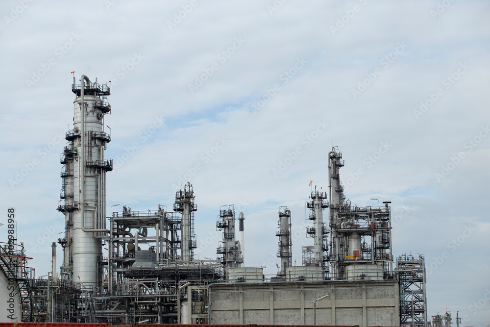 Industrial of oil refinery plant from industry zone ,Refinery factory oil storage tank and pipeline steel 