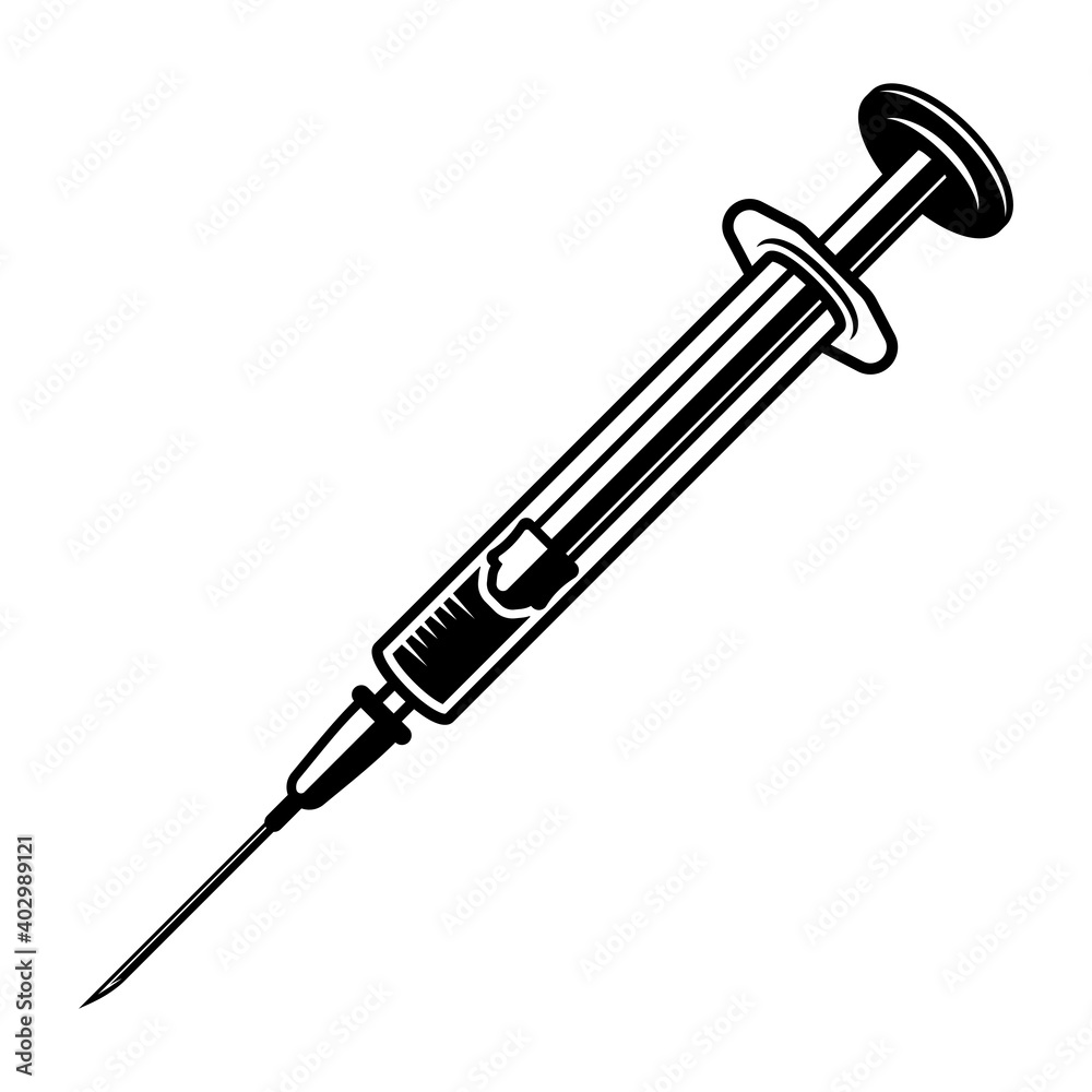 Syringe vector object or element in black style Syringe vector object or element in black style