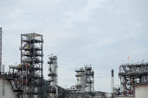 Industrial of oil refinery plant from industry zone ,Refinery factory oil storage tank and pipeline steel 
