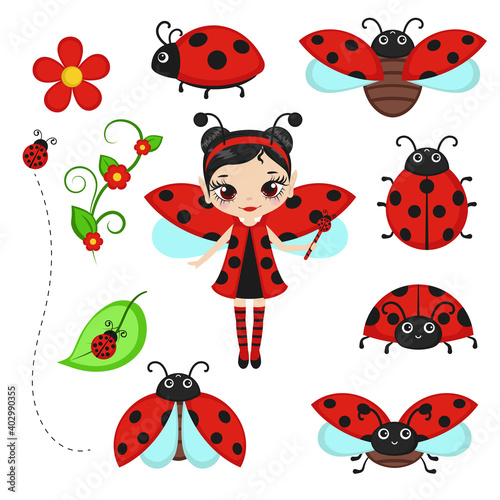 Set of cartoon fairies characters.
