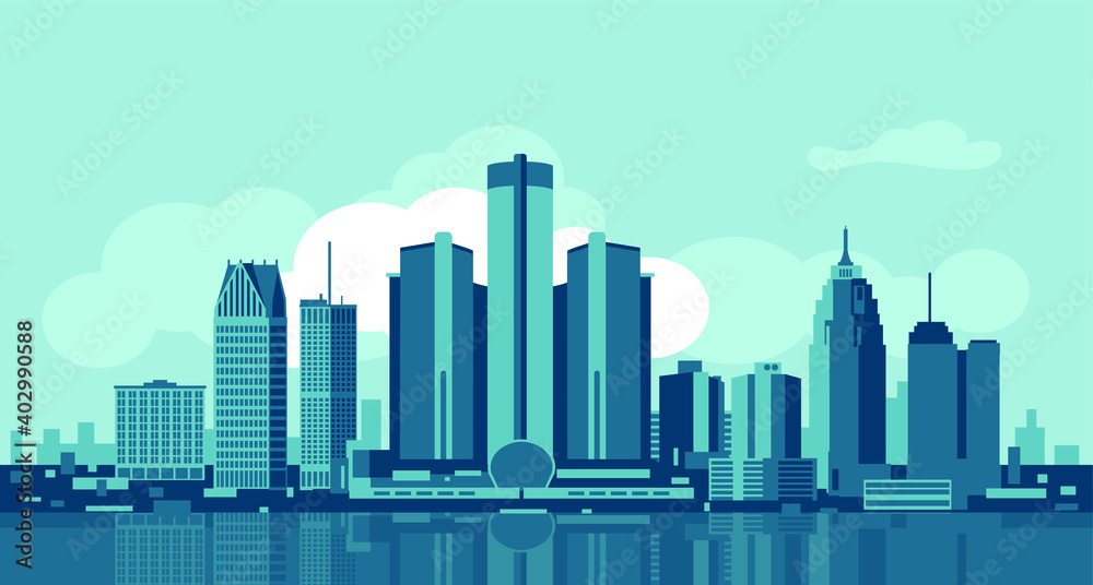 Obraz premium Detroit Michigan skyline