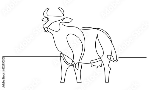Continuous line Chinese new year 2021 year of the cow
