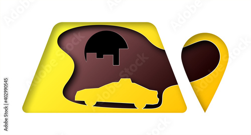 Vector taxi in paper art style