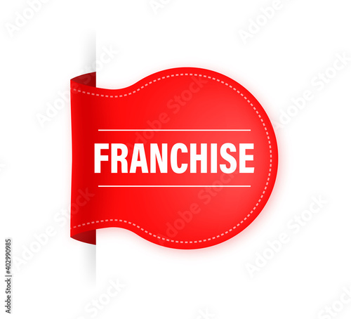 Franchise red label for marketing advertising design. Vector illustration.