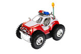 A toy police car. On a white background, isolated.