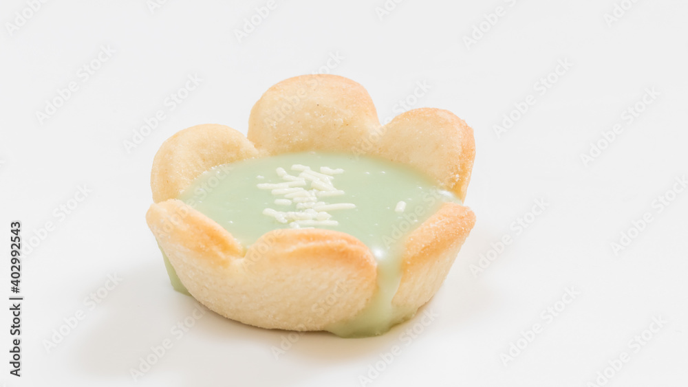 Mini cookies with flavors on white background Mini cookies with flavors on white background