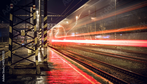 Trian coming to railway station on long exposure - Vajnory/Bratislava