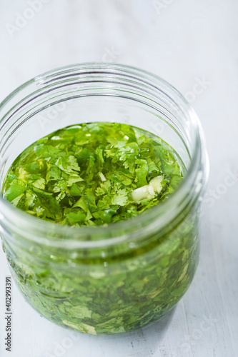 green chimichurri meat sauce