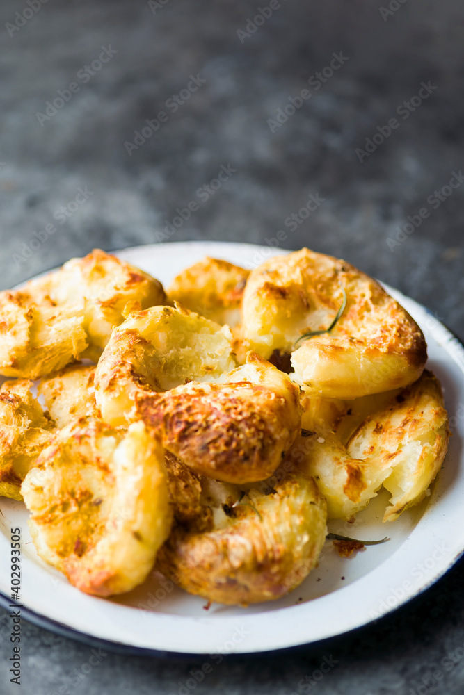 crispy golden baked smashed potatoes crispy golden baked smashed potatoes