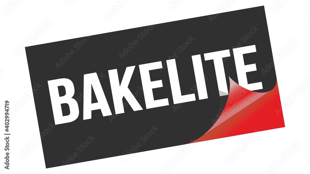 BAKELITE text on black red sticker stamp. BAKELITE text on black red sticker stamp.