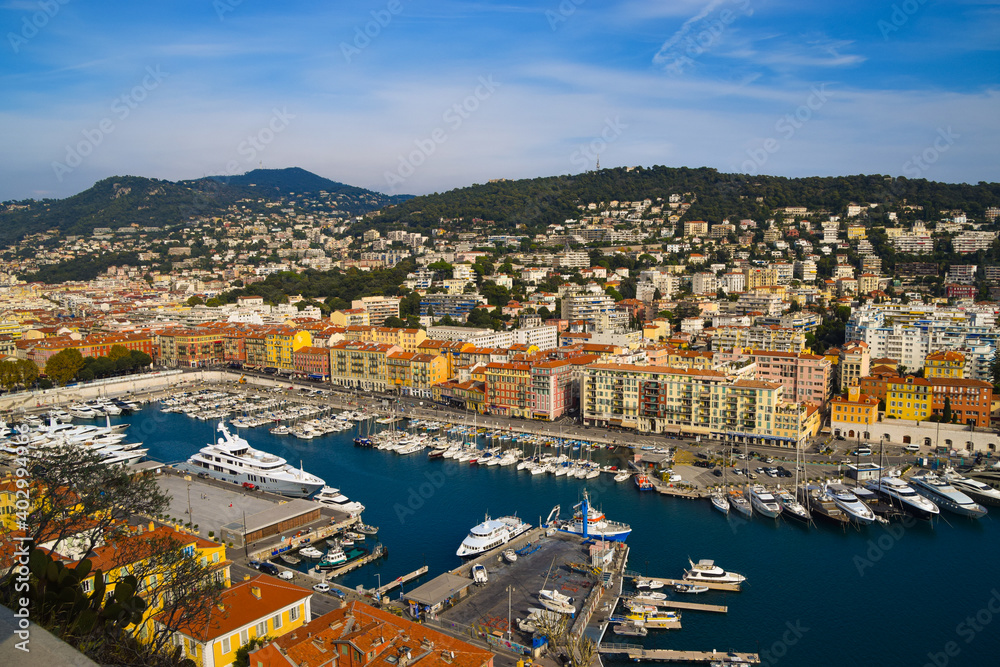 Aerial panoramic view of the Port of Nice, South of France