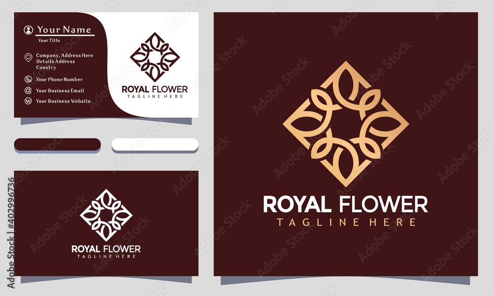 Fototapeta premium Royal Flower logo vector, Minimalist Elegant Luxury logo design, modern logo, Logo Designs Vector Illustration Template