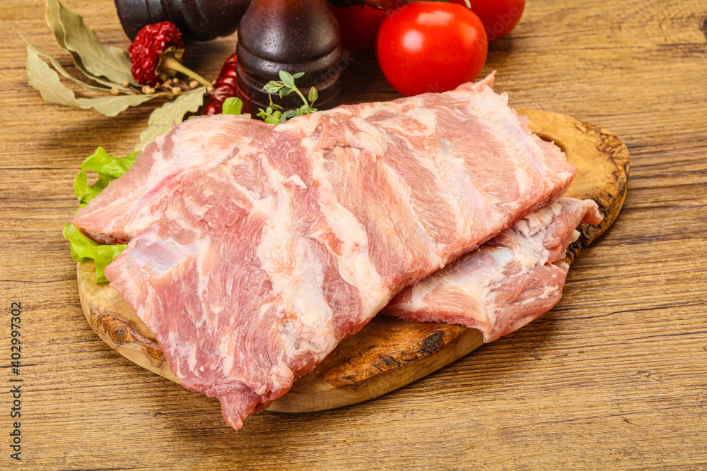 Raw pork ribs for cooking